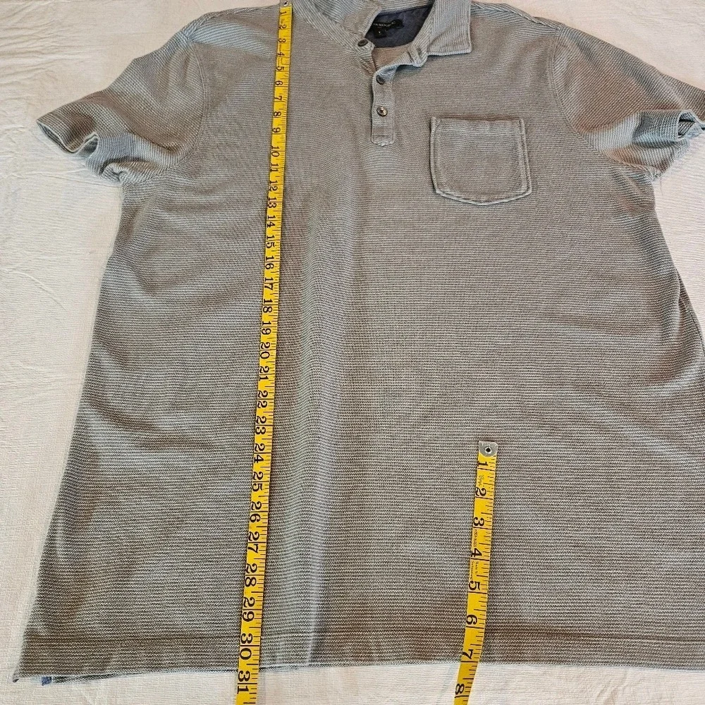 Banana Republic Mens Large‎ Gray Micro Stripe Cotton Pocket Polo Shirt CA17897